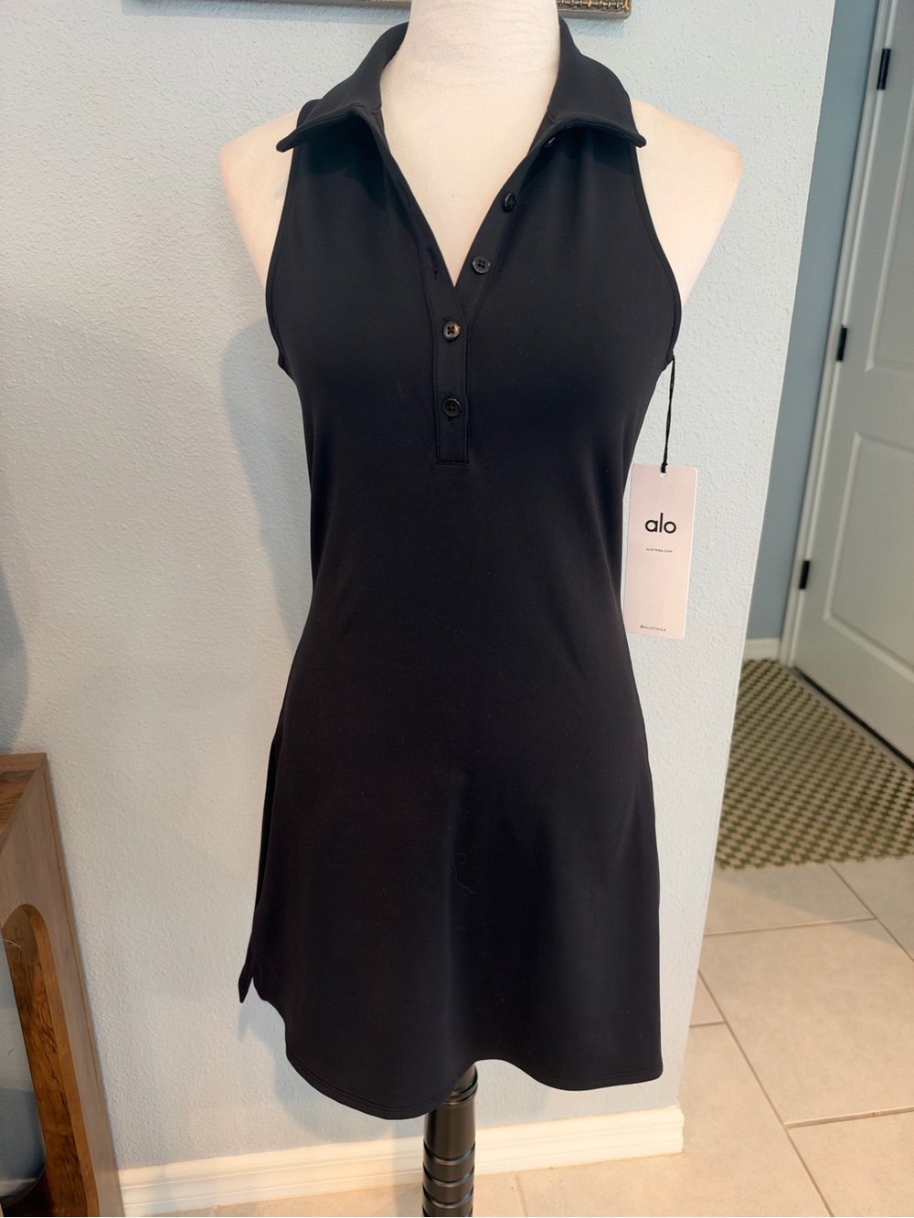 NWT ALO Yoga Black “ Charmed Tennis Dress” Sz S
